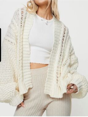 Princess Polly Abner Cable Cardigan Cream